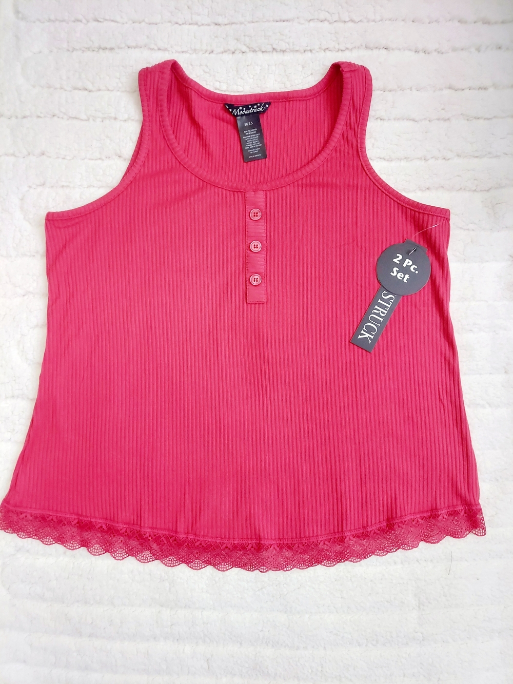 Moonstruck Rasberry Red Women's 2-Piece Pajama Set Women Size S & M NWT Casual - Picture 2 of 10